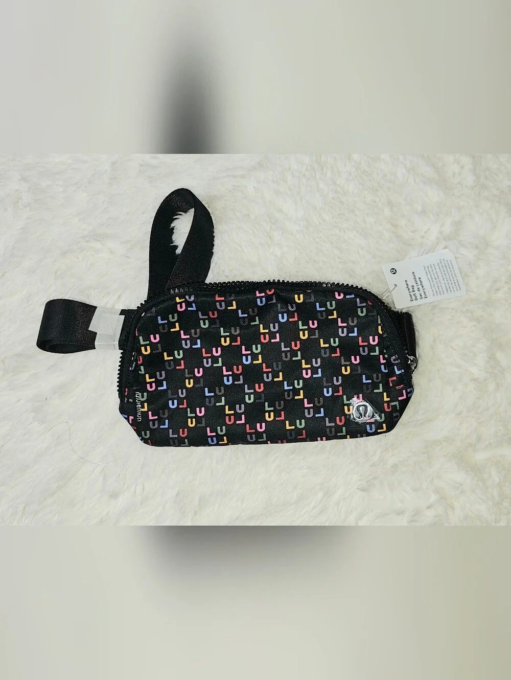 lululemon Black Belt Bag with Silver Hardware